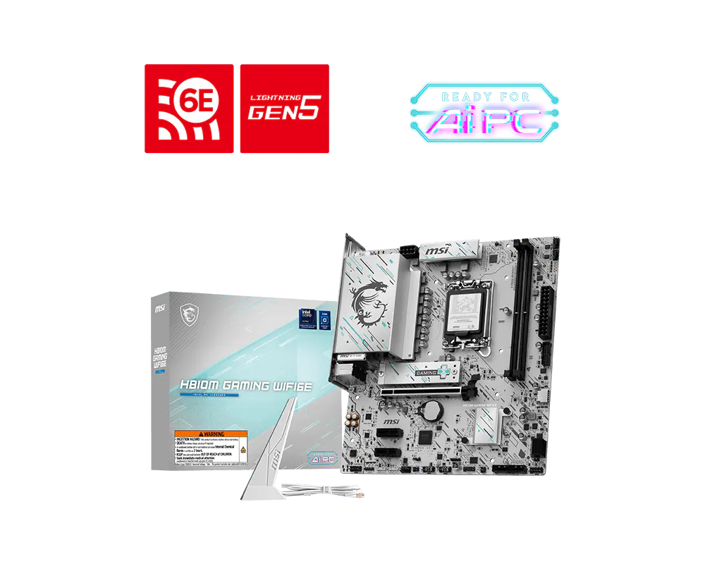 MSI H810M GAMING WIFI 6E WHITE (WIFI 6E | BT 5.3) (2x RAM SLOT | 1x NVME SLOT | 1x USB 3.2 GEN 2x2 Type C)